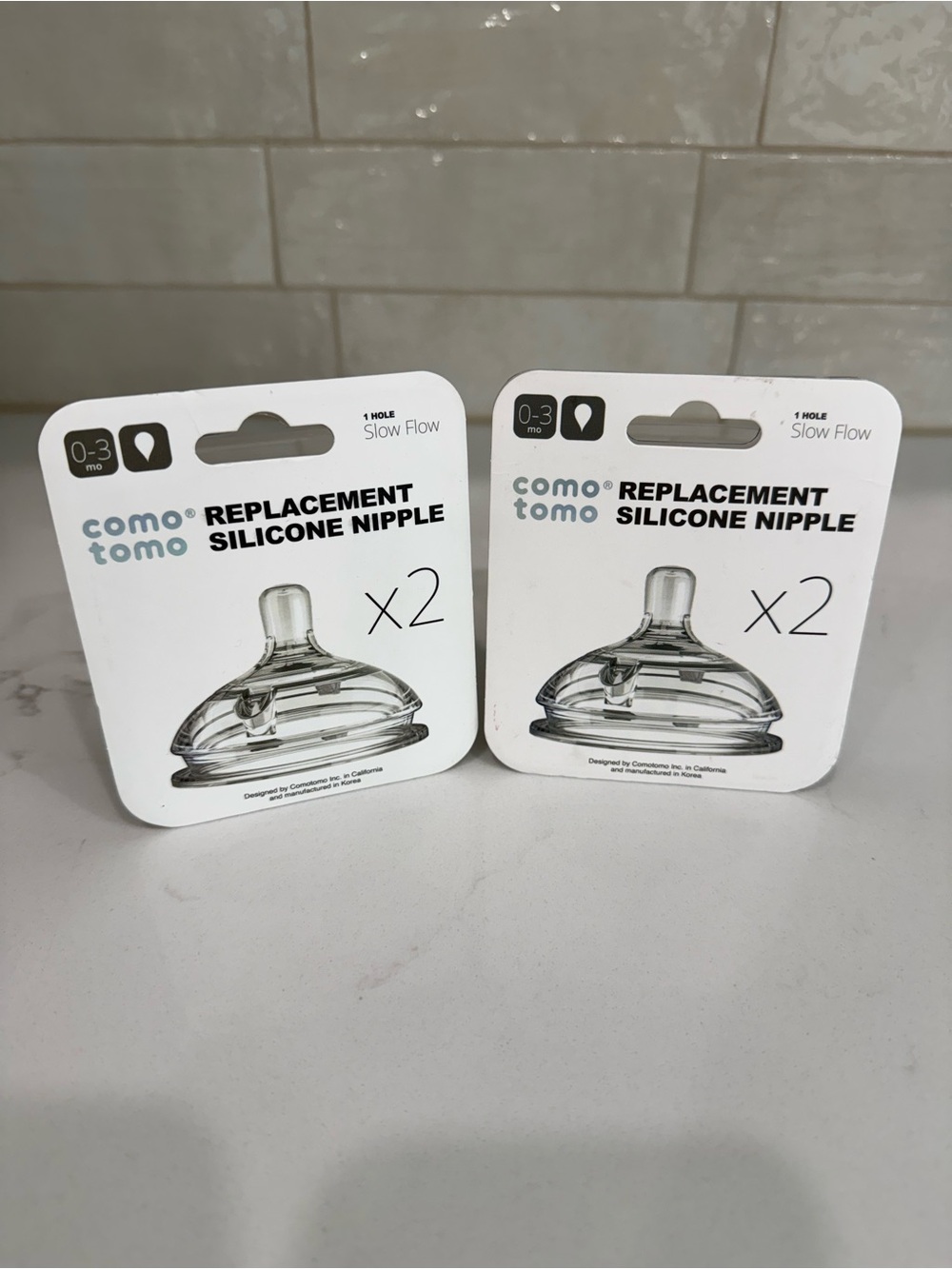 Comotomo Replacement Silicone Nipple (2-Pack) - Clear Slow Flow